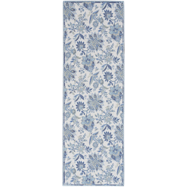 Charlton Home® Charitha Blue/White Machine Washable Rug Wayfair